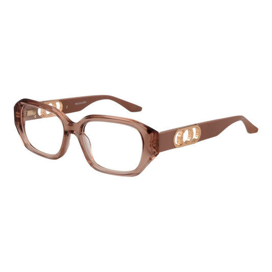Eyeglasses Frames by Trussardi for women in acetate and pink showcases an refined full-frame frame design featuring a sophisticated rose coloured frame for an refined and refined aesthetic.