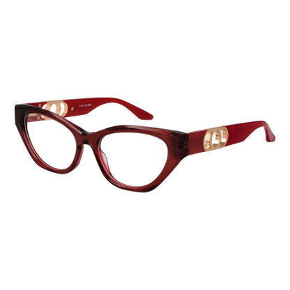 Eyeglasses Frames by Trussardi for women in acetate red features an refined silhouette, showcasing a sophisticated red coloured frame and refined full-frame frame design for a refined look.