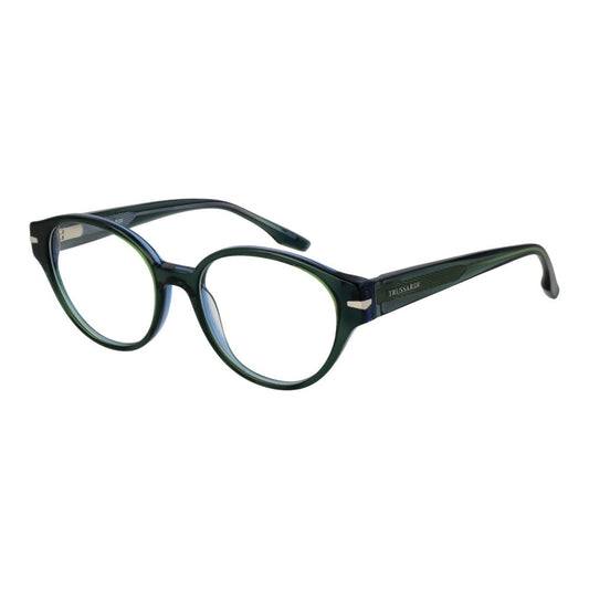 Eyeglasses Frames by Trussardi for women in acetate green features a refined silhouette, showcasing a refined green coloured frame and full-frame frame design for a sophisticated, premium look.