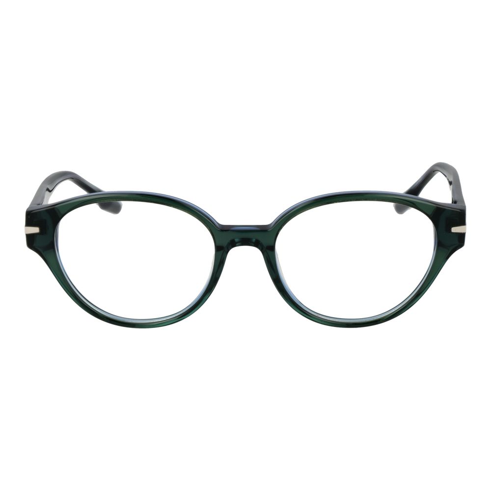 Eyeglasses Frames by Trussardi for women in acetate and green showcases a refined silhouette, detailed with a green coloured frame finish and a sophisticated full-frame frame design.