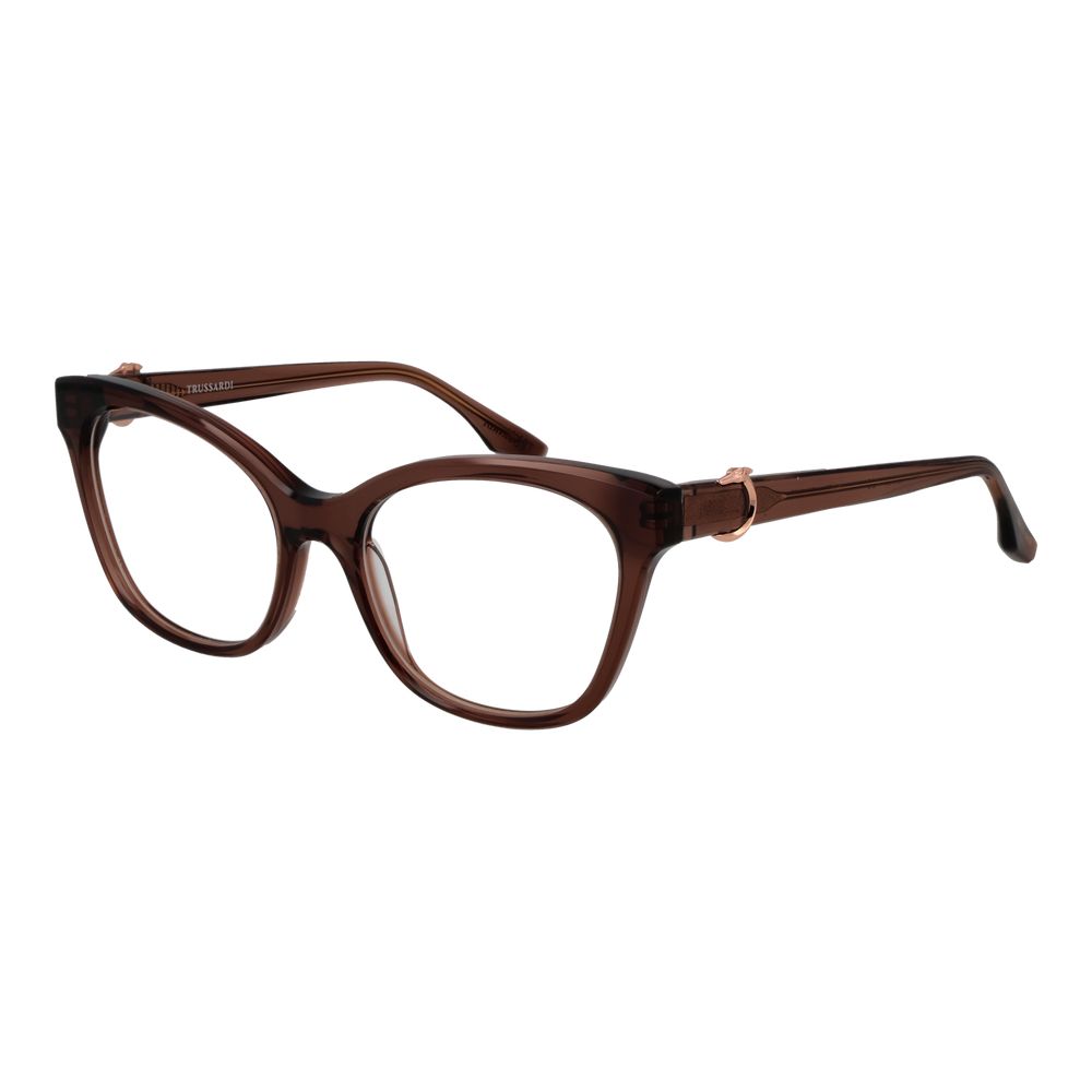 Eyeglasses Frames by Trussardi for women in acetate and brown showcases a refined silhouette, detailed with a brown coloured frame finish and a sophisticated full-frame frame design.