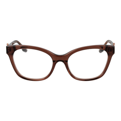 Eyeglasses Frames by Trussardi for women in acetate brown features a refined silhouette, showcasing a refined brown coloured frame and full-frame frame design for a sophisticated, premium look.