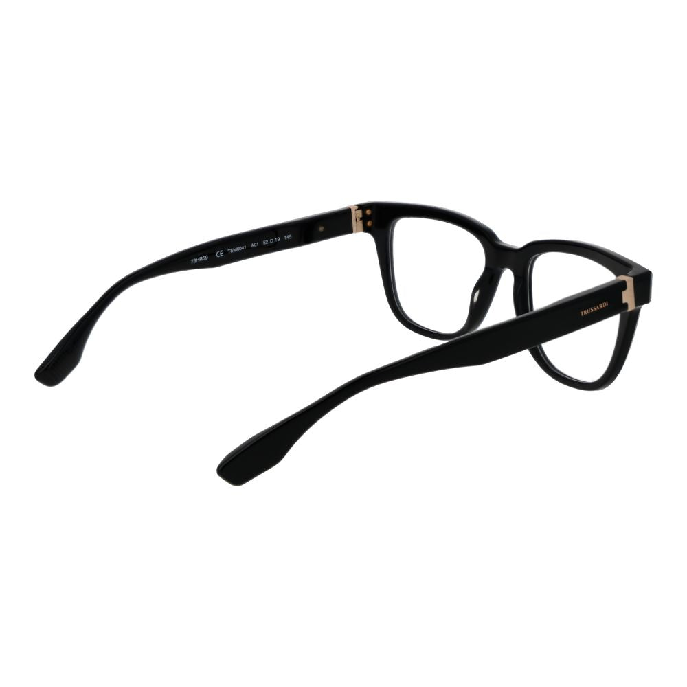 Eyeglasses Frames by Trussardi for men in acetate and black showcases a refined silhouette, detailed with a black coloured frame finish and a sophisticated full-frame frame design.