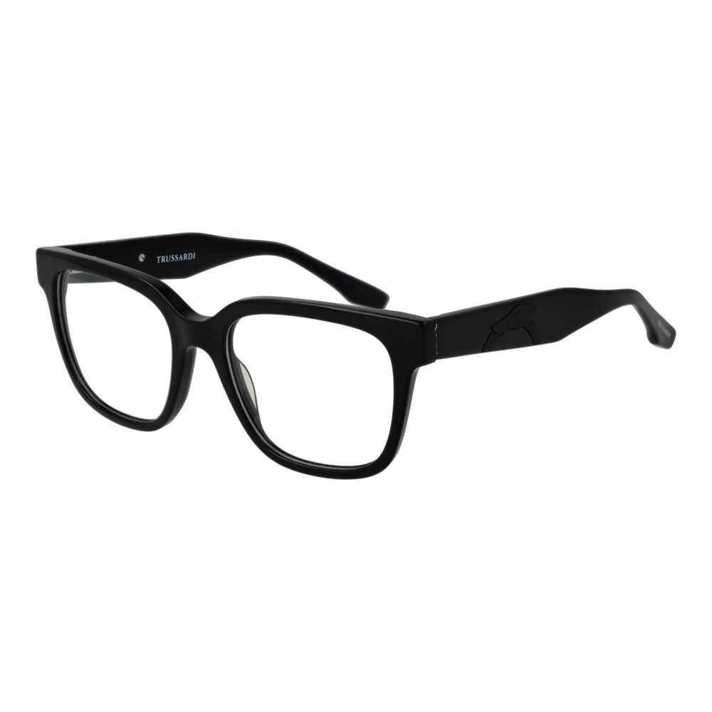 Eyeglasses Frames by Trussardi for men in acetate and black showcases a refined silhouette, detailed with a black coloured frame finish and a sophisticated full-frame frame design.