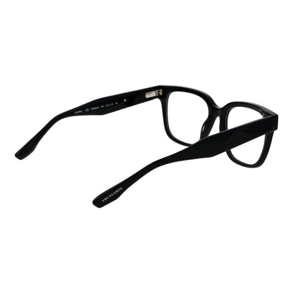 Eyeglasses Frames by Trussardi for men in acetate black features an refined silhouette, showcasing the refined black coloured frame and sophisticated full-frame frame design.