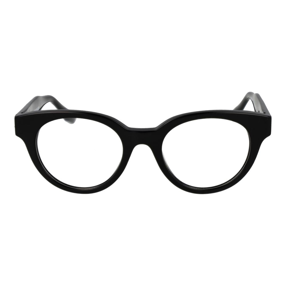 Eyeglasses Frames by Trussardi for unisex in acetate black features an refined silhouette, showcasing a sophisticated black coloured frame and refined full-frame frame design for a refined look.