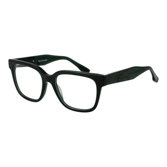 Eyeglasses Frames by Trussardi for men in acetate green features an refined silhouette, showcasing a sophisticated green coloured frame and refined full-frame frame design for a refined look.