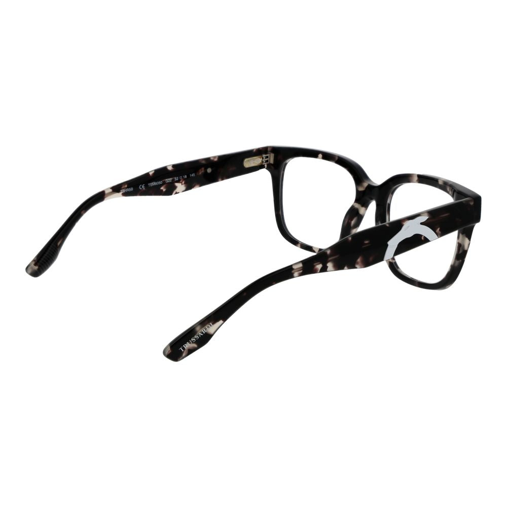 Eyeglasses Frames by Trussardi for men in acetate black features an refined silhouette, showcasing the refined black coloured frame and sophisticated full-frame frame design.