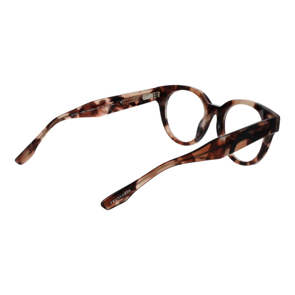 Eyeglasses Frames by Trussardi for unisex in acetate and brown showcases an refined full-frame frame design featuring a sophisticated brown coloured frame for an refined and refined aesthetic.