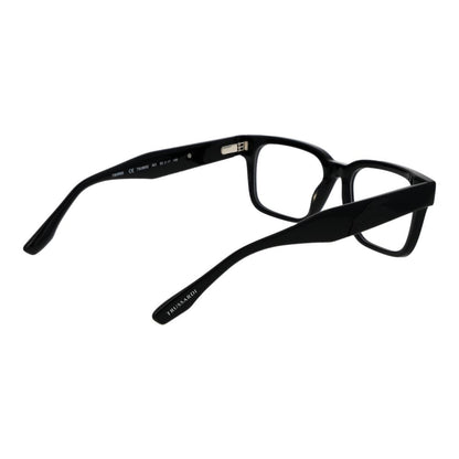 Eyeglasses Frames by Trussardi for unisex in acetate black features an refined silhouette, showcasing a sophisticated black coloured frame and refined full-frame frame design for a refined look.