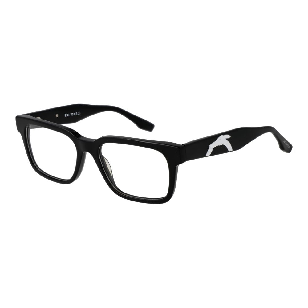 Eyeglasses Frames by Trussardi for unisex in acetate and black showcases an refined full-frame frame design featuring a sophisticated black coloured frame for an refined and refined aesthetic.