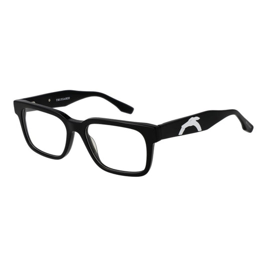 Eyeglasses Frames by Trussardi for unisex in acetate and black showcases an refined full-frame frame design featuring a sophisticated black coloured frame for an refined and refined aesthetic.