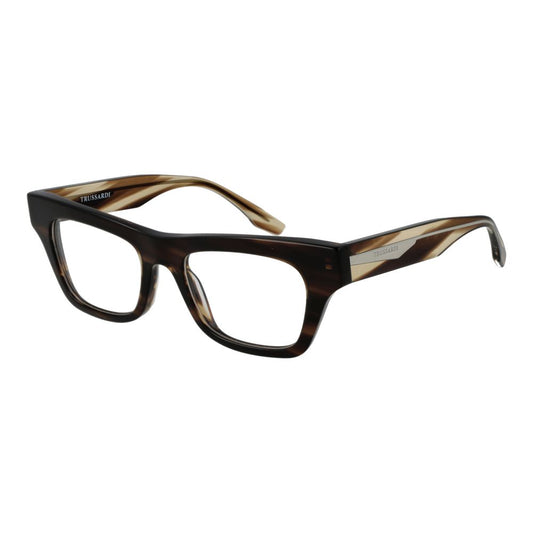 Eyeglasses Frames by Trussardi for women in acetate brown showcases a reflective silhouette, artfully incorporating a sophisticated brown coloured frame with a distinct full-frame frame design.