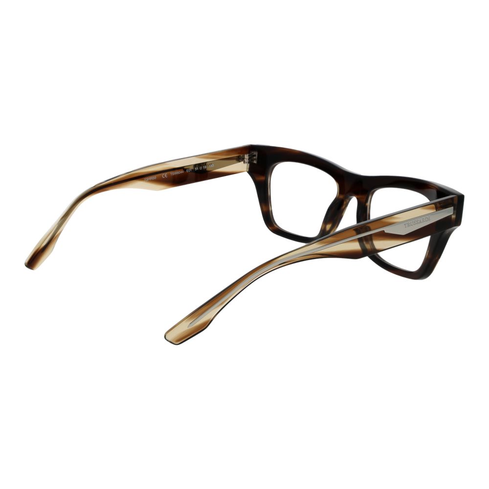 Eyeglasses Frames by Trussardi for women in acetate and brown showcases a refined silhouette, detailed with a brown coloured frame finish and a sophisticated full-frame frame design.