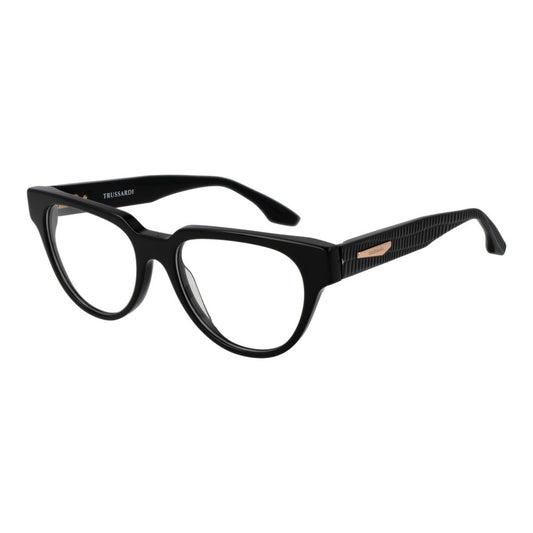 Eyeglasses Frames by Trussardi for women in acetate and black showcases an refined full-frame frame design featuring a sophisticated black coloured frame for an refined and refined aesthetic.