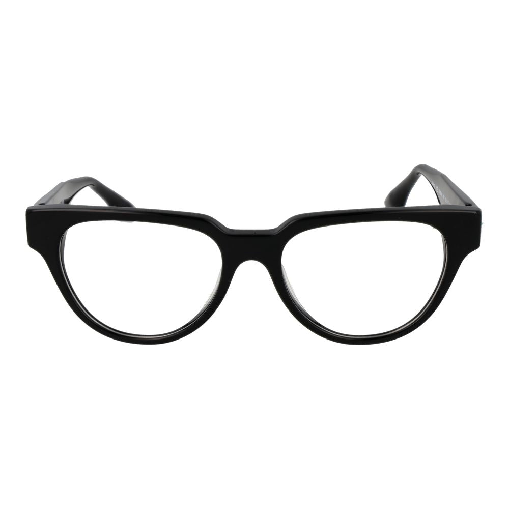 Eyeglasses Frames by Trussardi for women in acetate black features an refined silhouette, showcasing a sophisticated black coloured frame and refined full-frame frame design for a refined look.