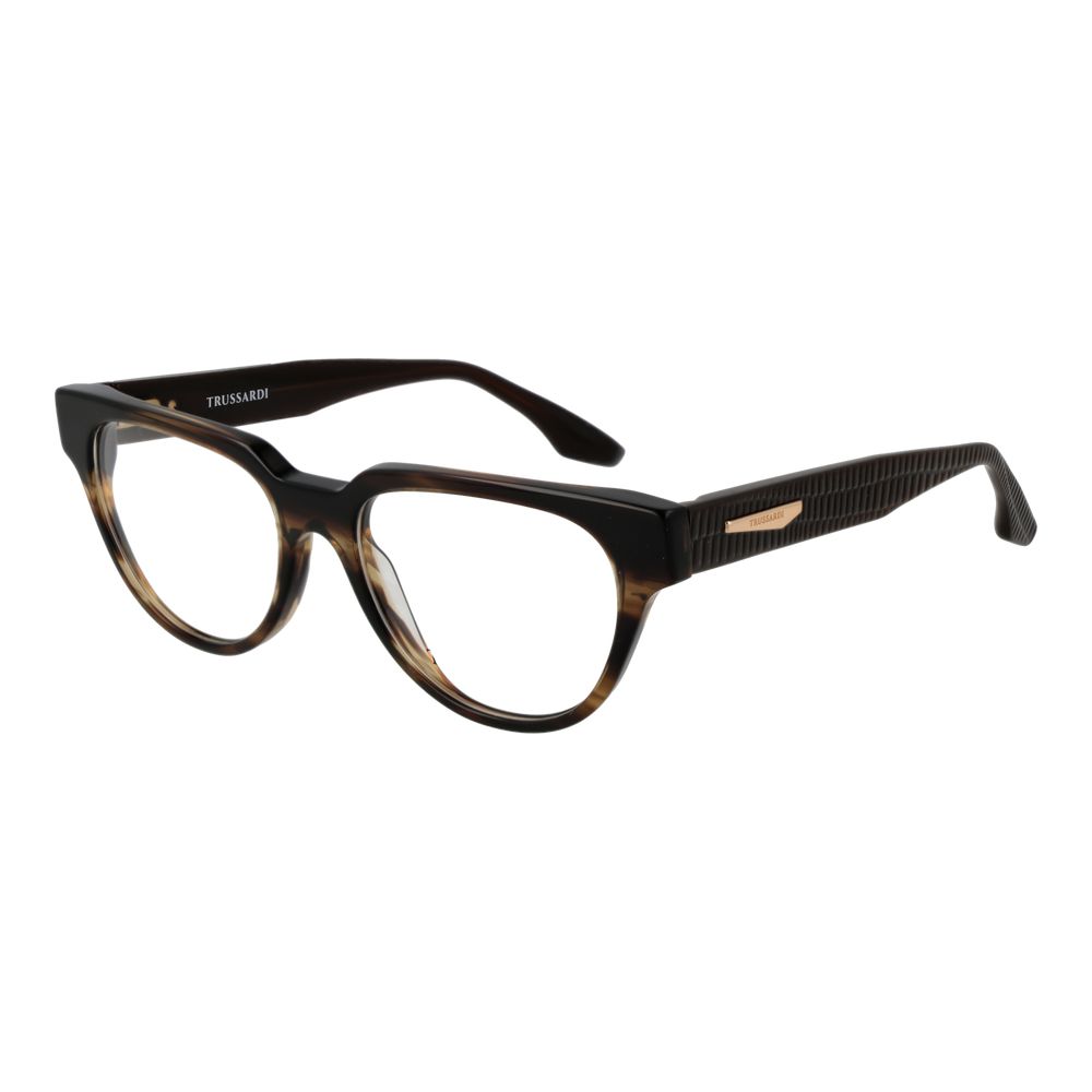Eyeglasses Frames by Trussardi for women in acetate and brown showcases a refined silhouette, detailed with a brown coloured frame finish and a sophisticated full-frame frame design.