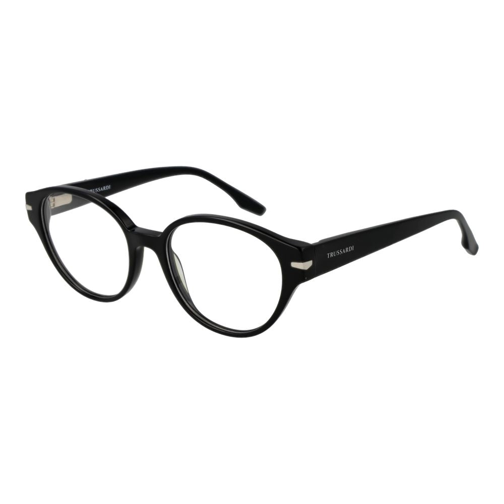 Eyeglasses Frames by Trussardi for women in acetate black features an refined silhouette, showcasing the refined black coloured frame and sophisticated full-frame frame design.