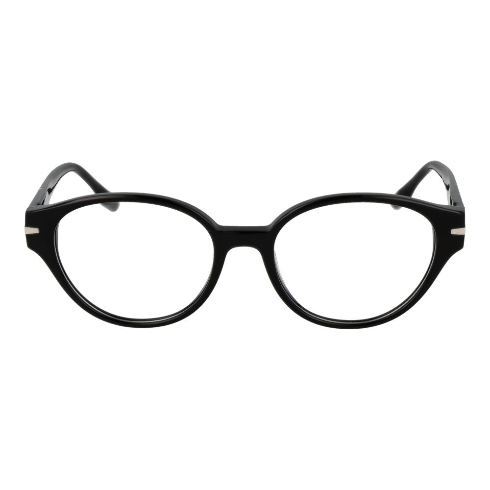 Eyeglasses Frames by Trussardi for women in acetate and black showcases a refined silhouette, detailed with a black coloured frame finish and a sophisticated full-frame frame design.