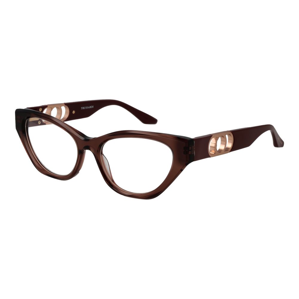 Eyeglasses Frames by Trussardi for women in acetate brown features a refined silhouette, showcasing a refined brown coloured frame and full-frame frame design for a sophisticated, premium look.