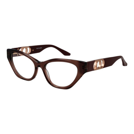 Eyeglasses Frames by Trussardi for women in acetate brown features a refined silhouette, showcasing a refined brown coloured frame and full-frame frame design for a sophisticated, premium look.