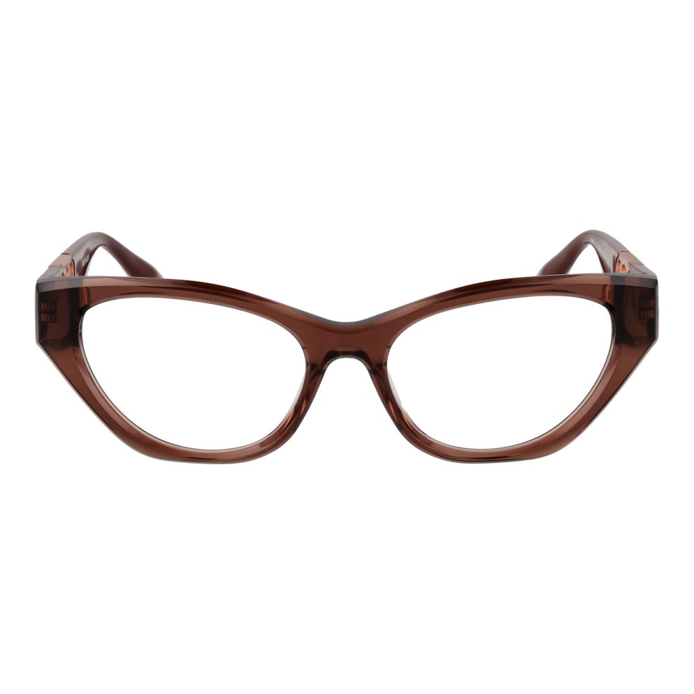 Eyeglasses Frames by Trussardi for women in acetate brown features an refined silhouette, showcasing a sophisticated brown coloured frame and refined full-frame frame design for a refined look.