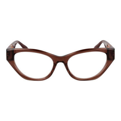 Eyeglasses Frames by Trussardi for women in acetate brown features an refined silhouette, showcasing a sophisticated brown coloured frame and refined full-frame frame design for a refined look.