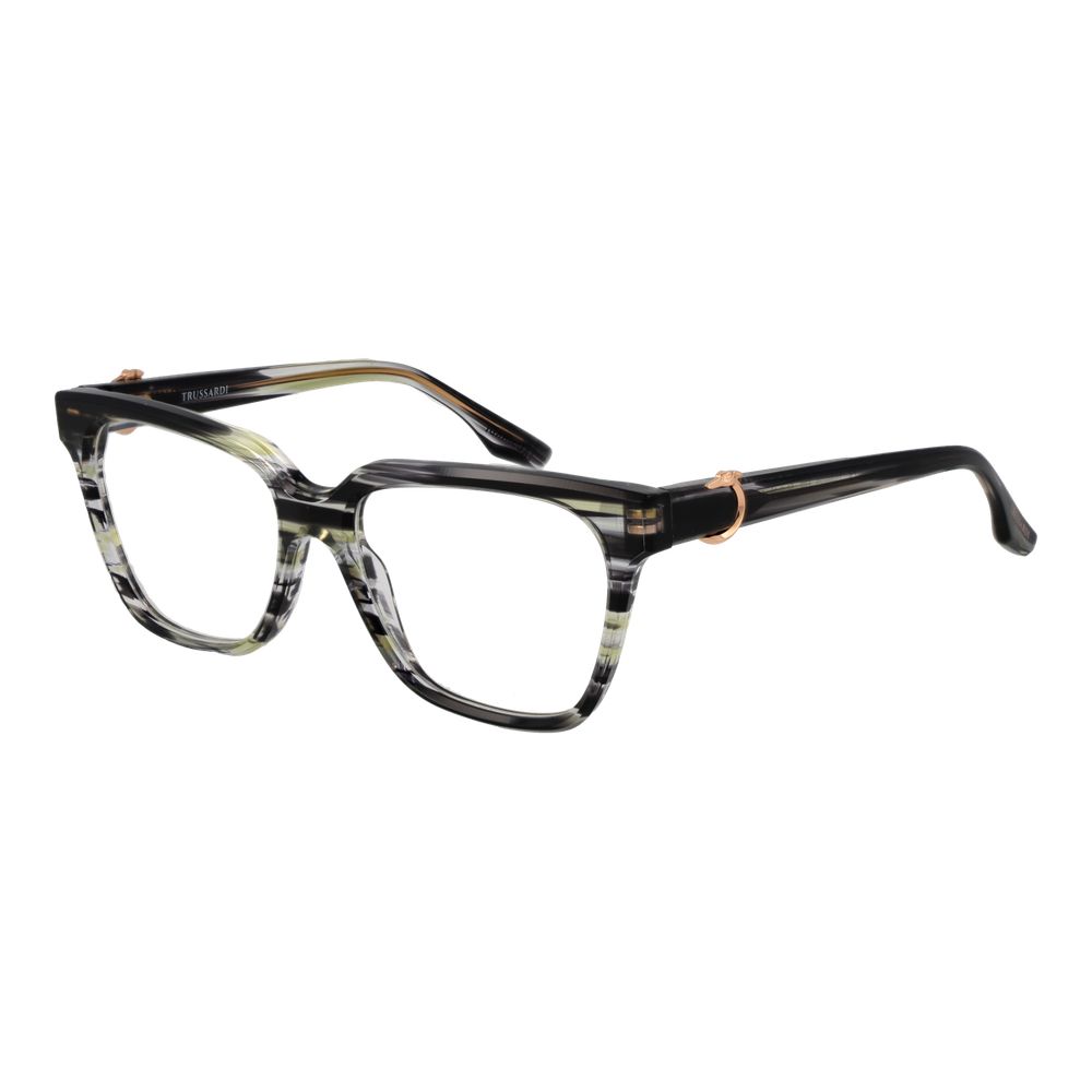Eyeglasses Frames by Trussardi for women in acetate gray showcases a refined full-frame frame design with a refined gray coloured frame finish for a refined and sophisticated look.