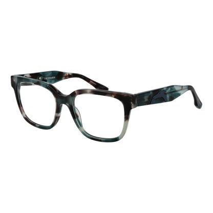 Eyeglasses Frames by Trussardi for men in acetate multicolor showcases a reflective silhouette, artfully incorporating a sophisticated multicolor coloured frame with a distinct full-frame frame design.