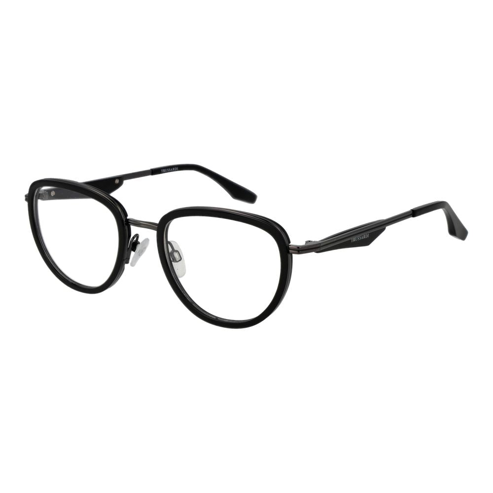 Eyeglasses Frames by Trussardi for men in metal black showcases a refined full-frame frame design with a refined black coloured frame finish for a refined and sophisticated look.
