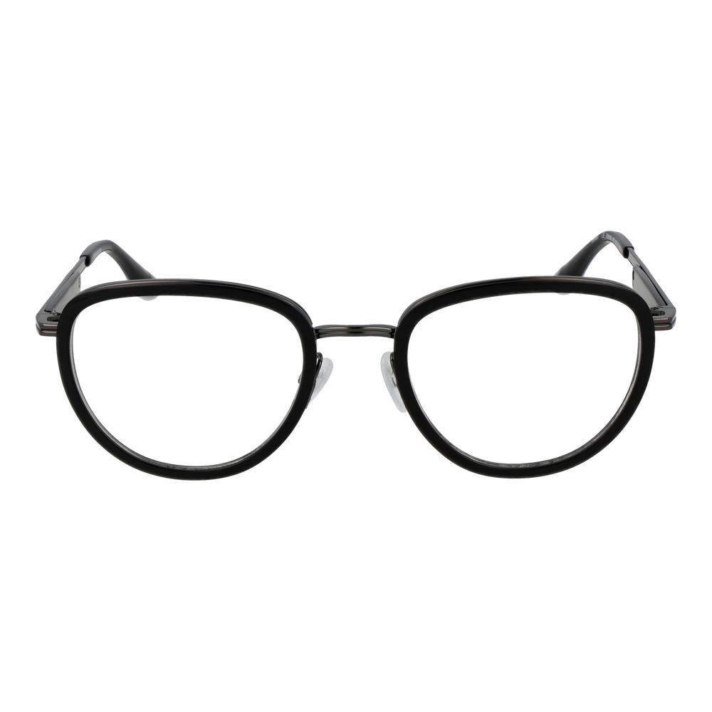 Eyeglasses Frames by Trussardi for men in metal black features an refined silhouette, showcasing a sophisticated black coloured frame and refined full-frame frame design for a refined look.