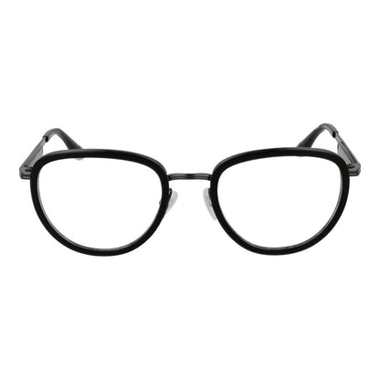 Eyeglasses Frames by Trussardi for men in metal black features an refined silhouette, showcasing a sophisticated black coloured frame and refined full-frame frame design for a refined look.