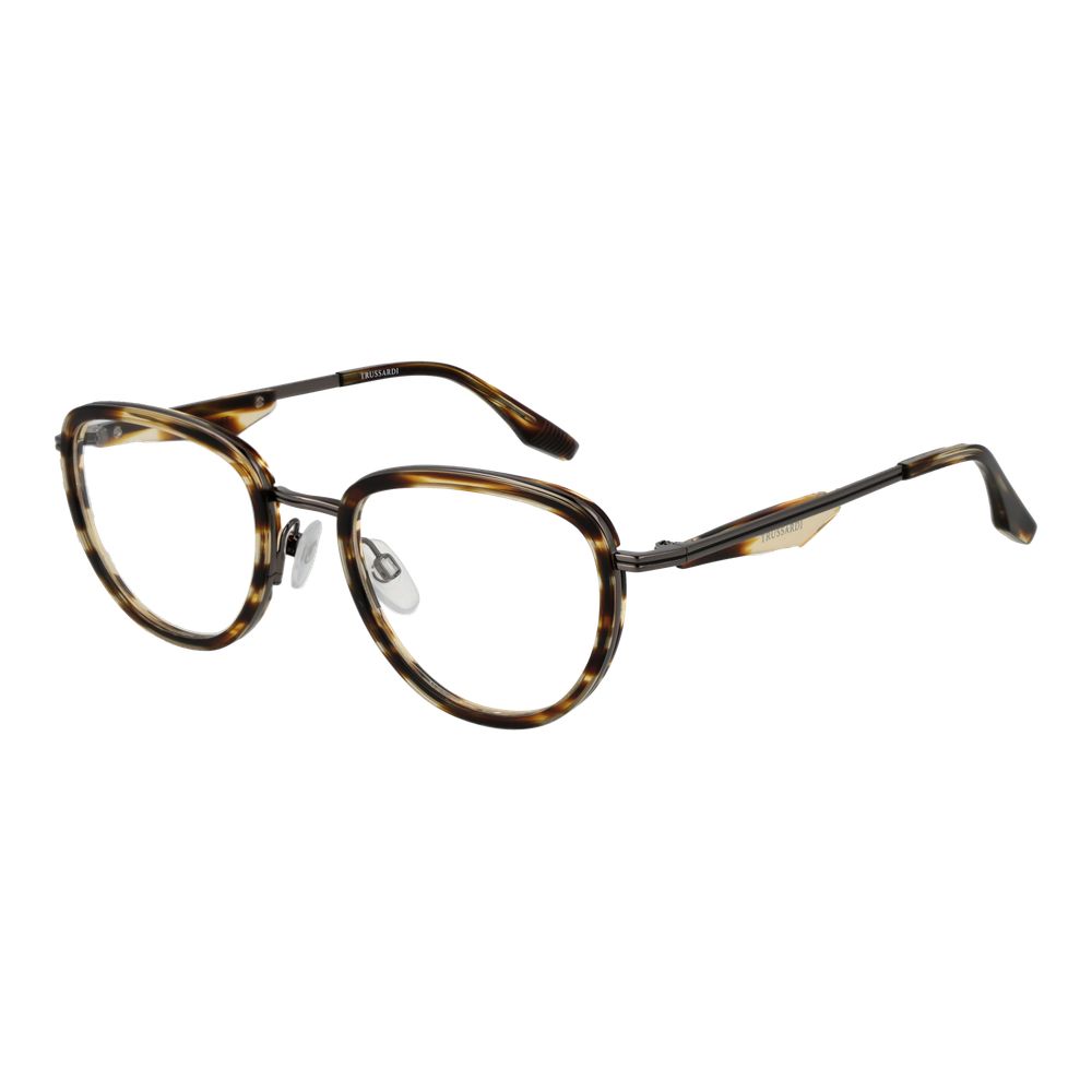 Eyeglasses Frames by Trussardi for men in metal brown showcases a refined full-frame frame design with a refined brown coloured frame finish for a refined and sophisticated look.
