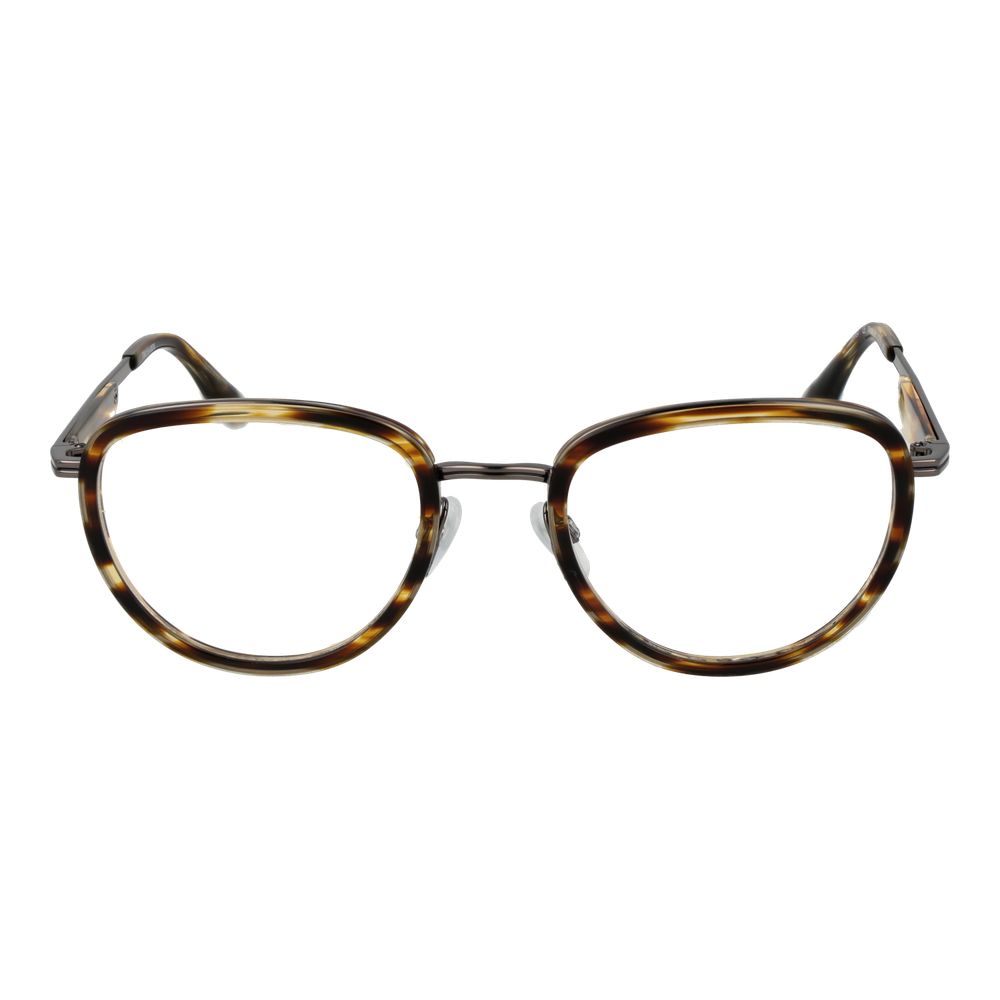 Eyeglasses Frames by Trussardi for men in metal and brown showcases an refined full-frame frame design featuring a sophisticated brown coloured frame for an refined and refined aesthetic.