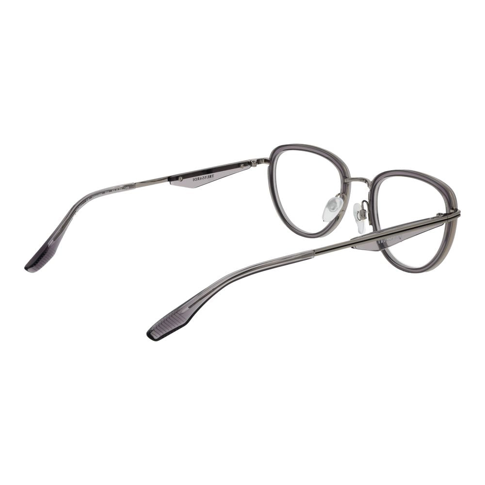 Eyeglasses Frames by Trussardi for men in metal gray features an refined silhouette, showcasing the refined gray coloured frame and sophisticated full-frame frame design.