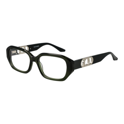 Eyeglasses Frames by Trussardi for women in acetate green features an refined silhouette, showcasing a sophisticated green coloured frame and refined full-frame frame design for a refined look.