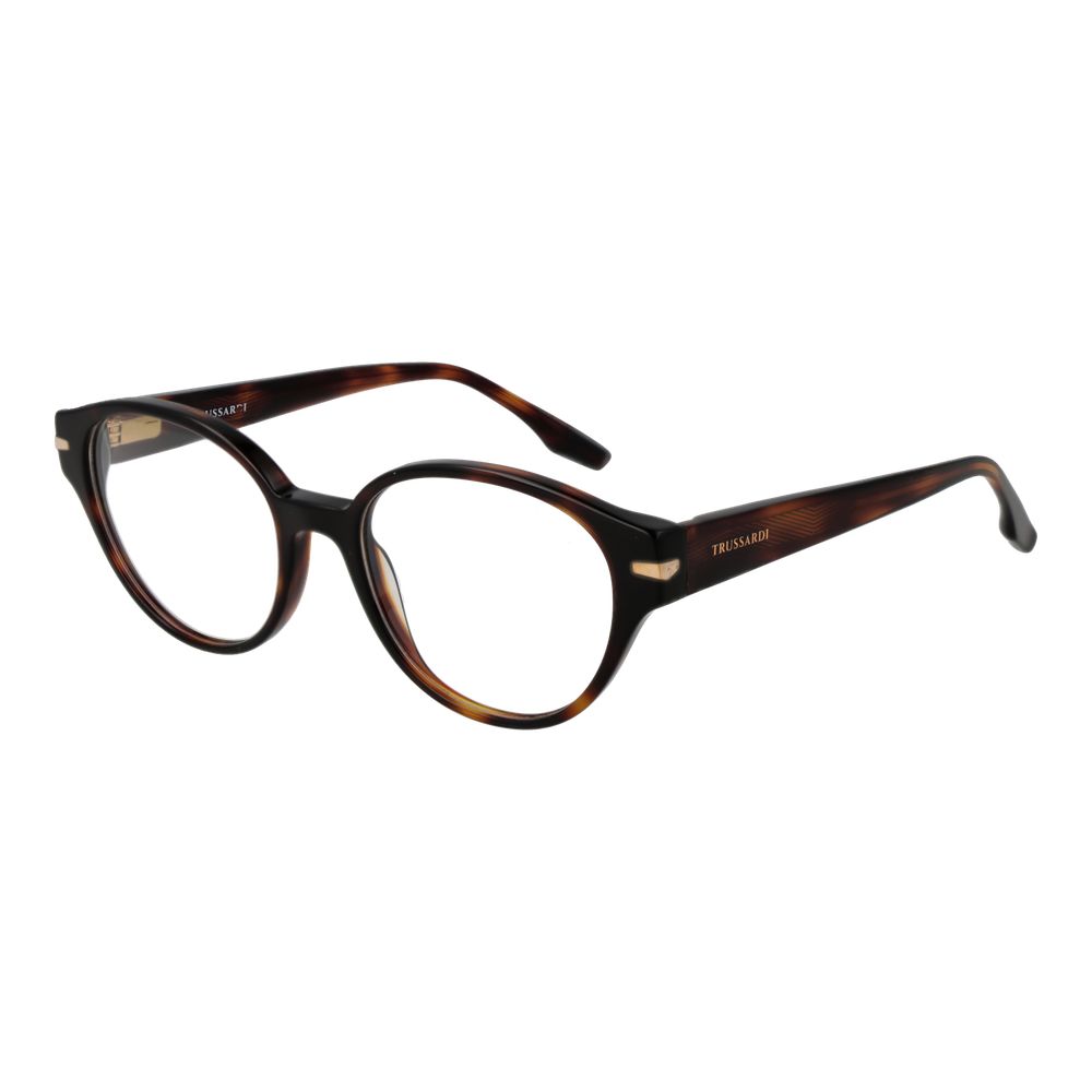 Eyeglasses Frames by Trussardi for women in acetate and brown showcases a refined silhouette, detailed with a brown coloured frame finish and a sophisticated full-frame frame design.