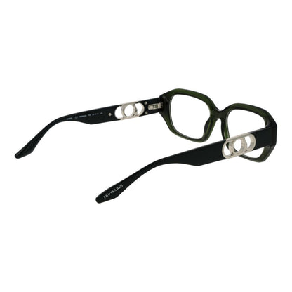 Eyeglasses Frames by Trussardi for women in acetate green showcases a refined full-frame frame design with a refined green coloured frame finish for a refined and sophisticated look.
