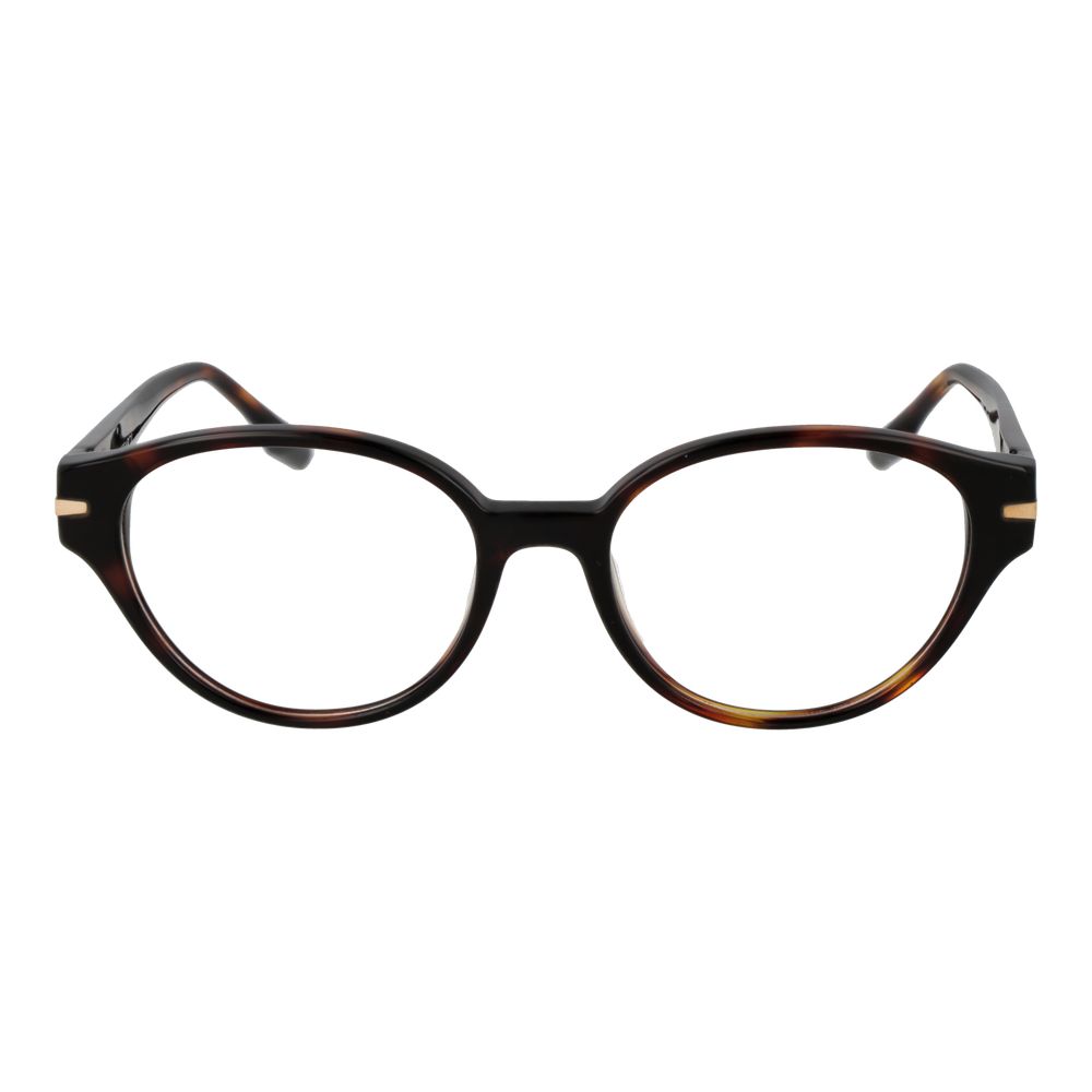 Eyeglasses Frames by Trussardi for women in acetate brown showcases a reflective silhouette, artfully incorporating a sophisticated brown coloured frame with a distinct full-frame frame design.