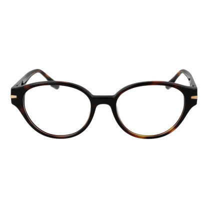 Eyeglasses Frames by Trussardi for women in acetate brown showcases a reflective silhouette, artfully incorporating a sophisticated brown coloured frame with a distinct full-frame frame design.
