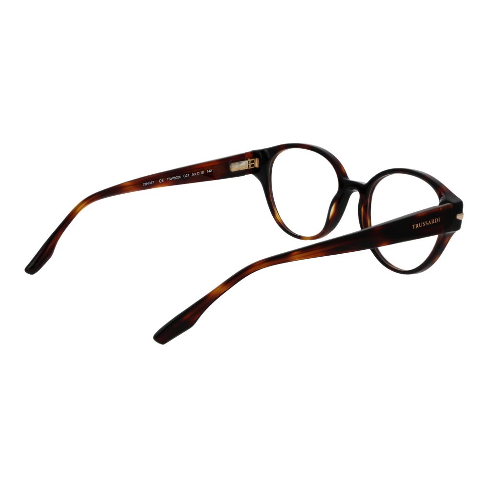 Eyeglasses Frames by Trussardi for women in acetate and brown showcases an refined full-frame frame design featuring a sophisticated brown coloured frame for an refined and refined aesthetic.