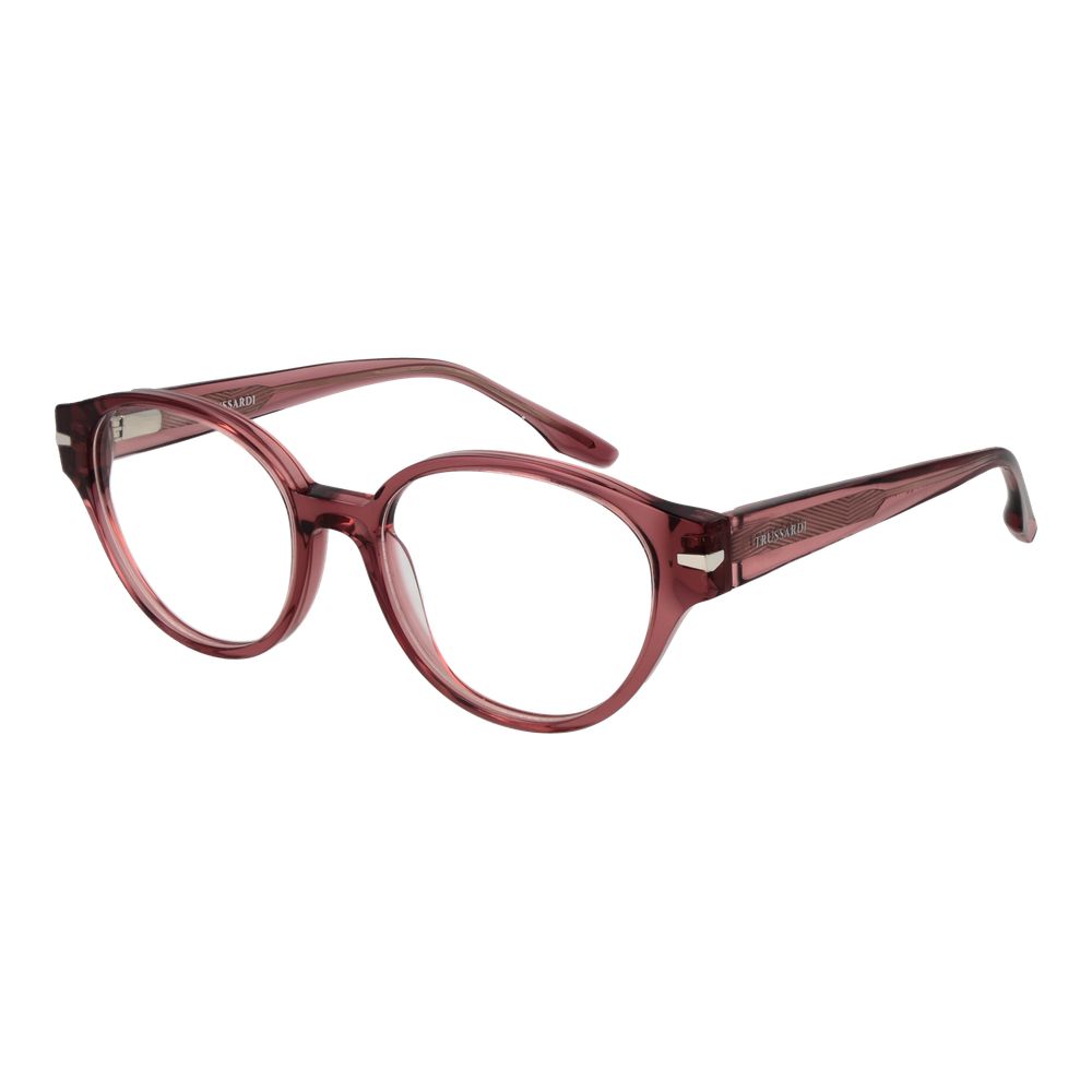 Eyeglasses Frames by Trussardi for women in acetate and pink showcases an refined full-frame frame design featuring a sophisticated rose coloured frame for an refined and refined aesthetic.