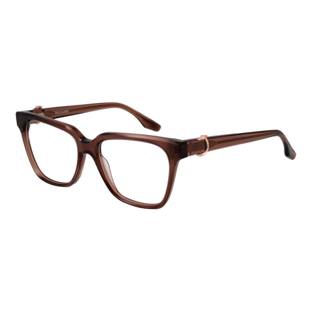 Eyeglasses Frames by Trussardi for women in acetate brown features an refined silhouette, showcasing the refined brown coloured frame and sophisticated full-frame frame design.