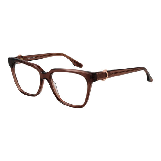 Eyeglasses Frames by Trussardi for women in acetate brown features an refined silhouette, showcasing the refined brown coloured frame and sophisticated full-frame frame design.