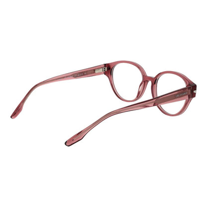 Eyeglasses Frames by Trussardi for women in acetate pink features a refined silhouette, showcasing a refined rose coloured frame and full-frame frame design for a sophisticated, premium look.