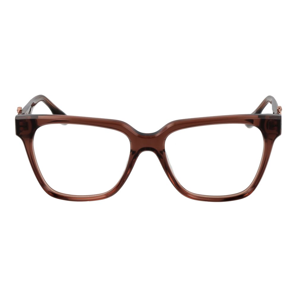 Eyeglasses Frames by Trussardi for women in acetate brown features an refined silhouette, showcasing a sophisticated brown coloured frame and refined full-frame frame design for a refined look.