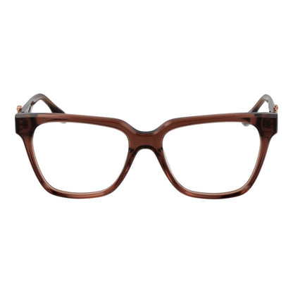 Eyeglasses Frames by Trussardi for women in acetate brown features an refined silhouette, showcasing a sophisticated brown coloured frame and refined full-frame frame design for a refined look.