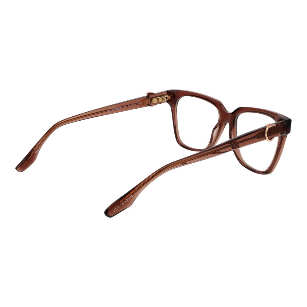 Eyeglasses Frames by Trussardi for women in acetate brown features a refined silhouette, showcasing a refined brown coloured frame and full-frame frame design for a sophisticated, premium look.