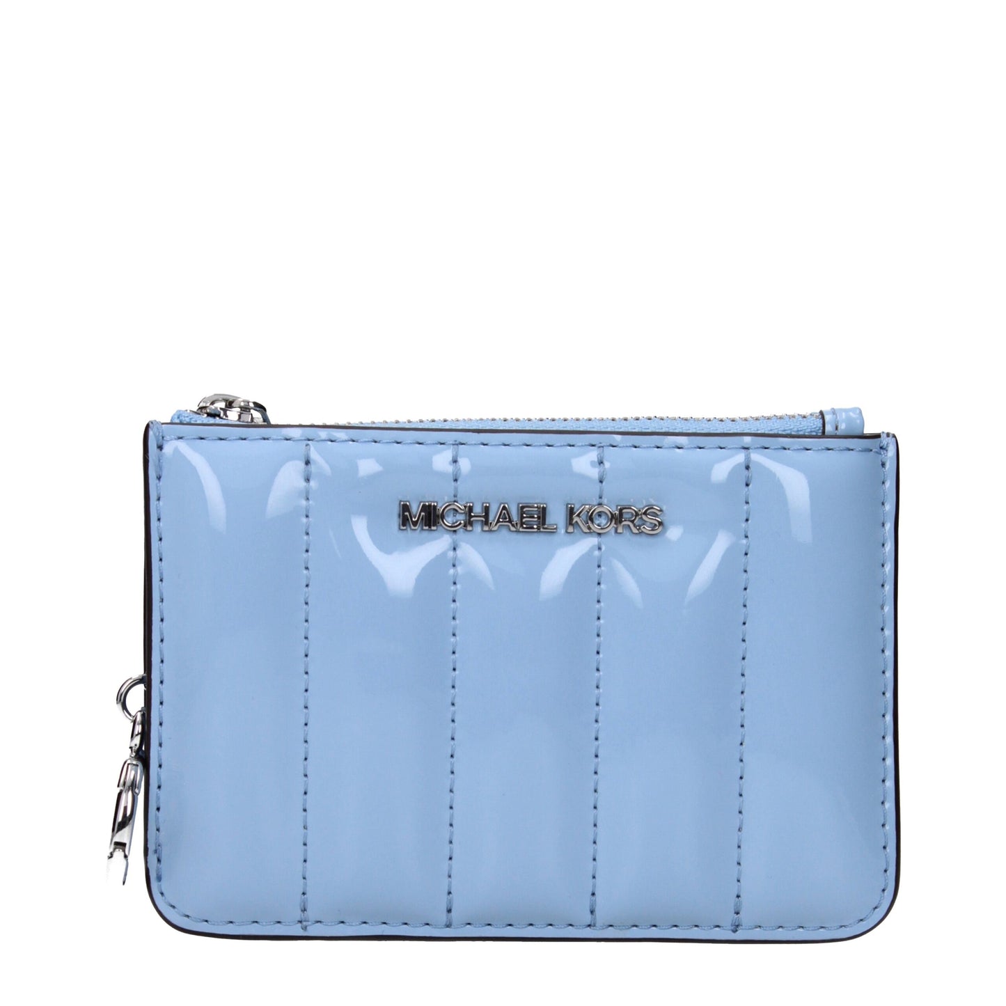 Wallet by Michael Kors for women in ostrich leather light-blue features a streamlined silhouette, showcasing the streamlined Ostrich Leather Wallet design with sophisticated coin-purse for a premium look.