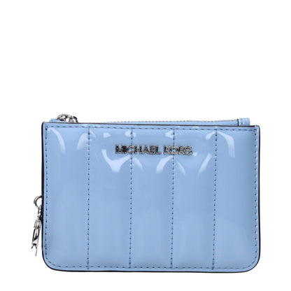 Wallet by Michael Kors for women in ostrich leather light-blue features a streamlined silhouette, showcasing the streamlined Ostrich Leather Wallet design with sophisticated coin-purse for a premium look.